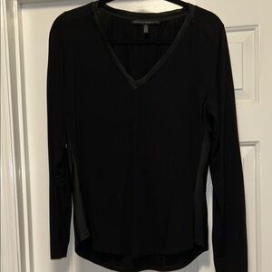 White House Black Market Black Long Sleeve V-Neck Top